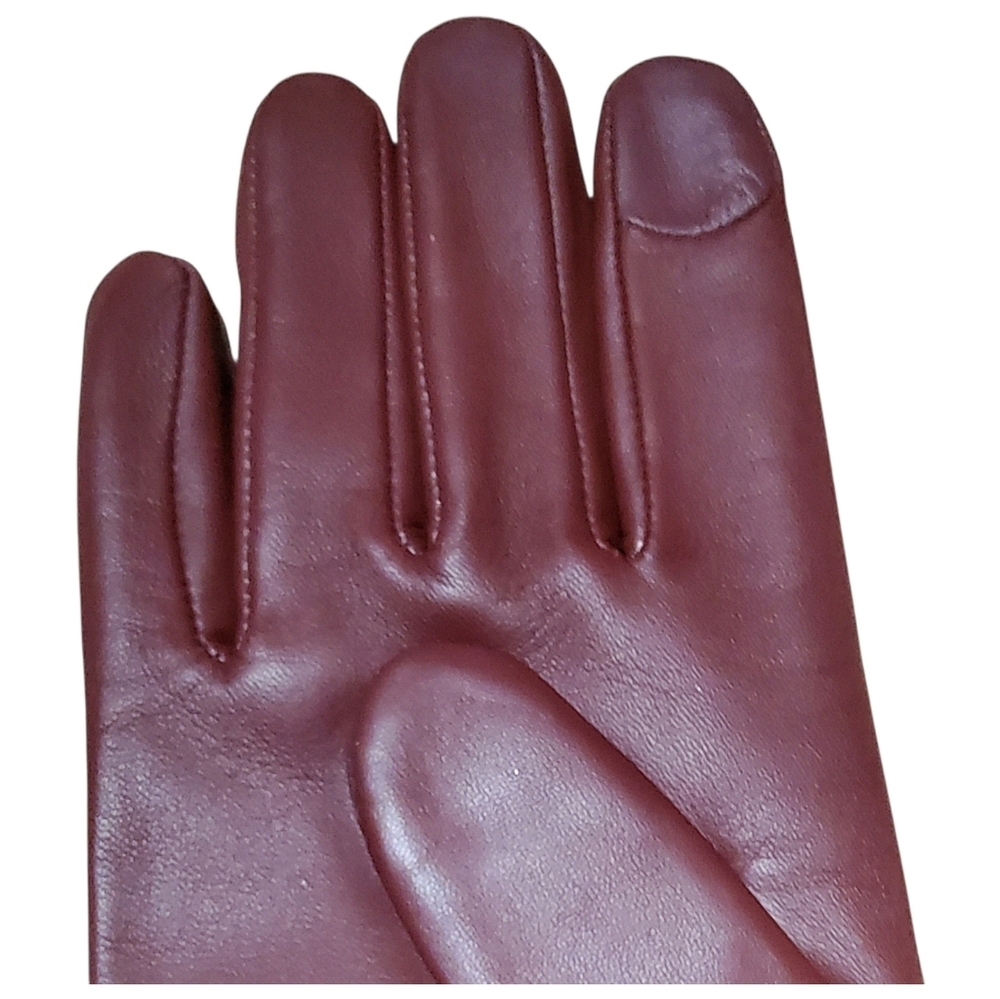 NEW COACH LEATHER TECH GLOVES SCULPTED SIGNATURE BURGUNDY WINE SIZE 8 - Picture 2 of 5